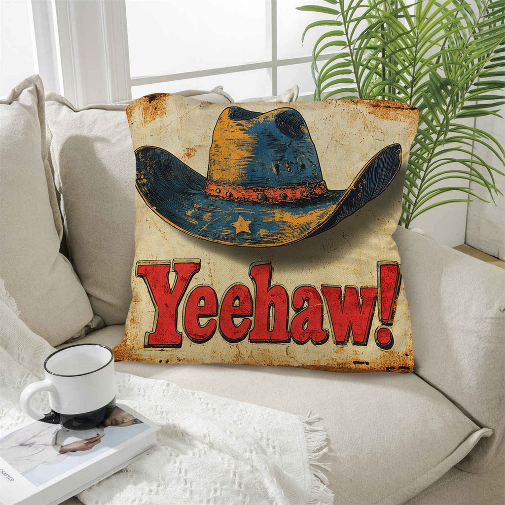 Baha Ranch Vintage Western Yeehaw Throw Pillow Case 18 x 18 Made in America