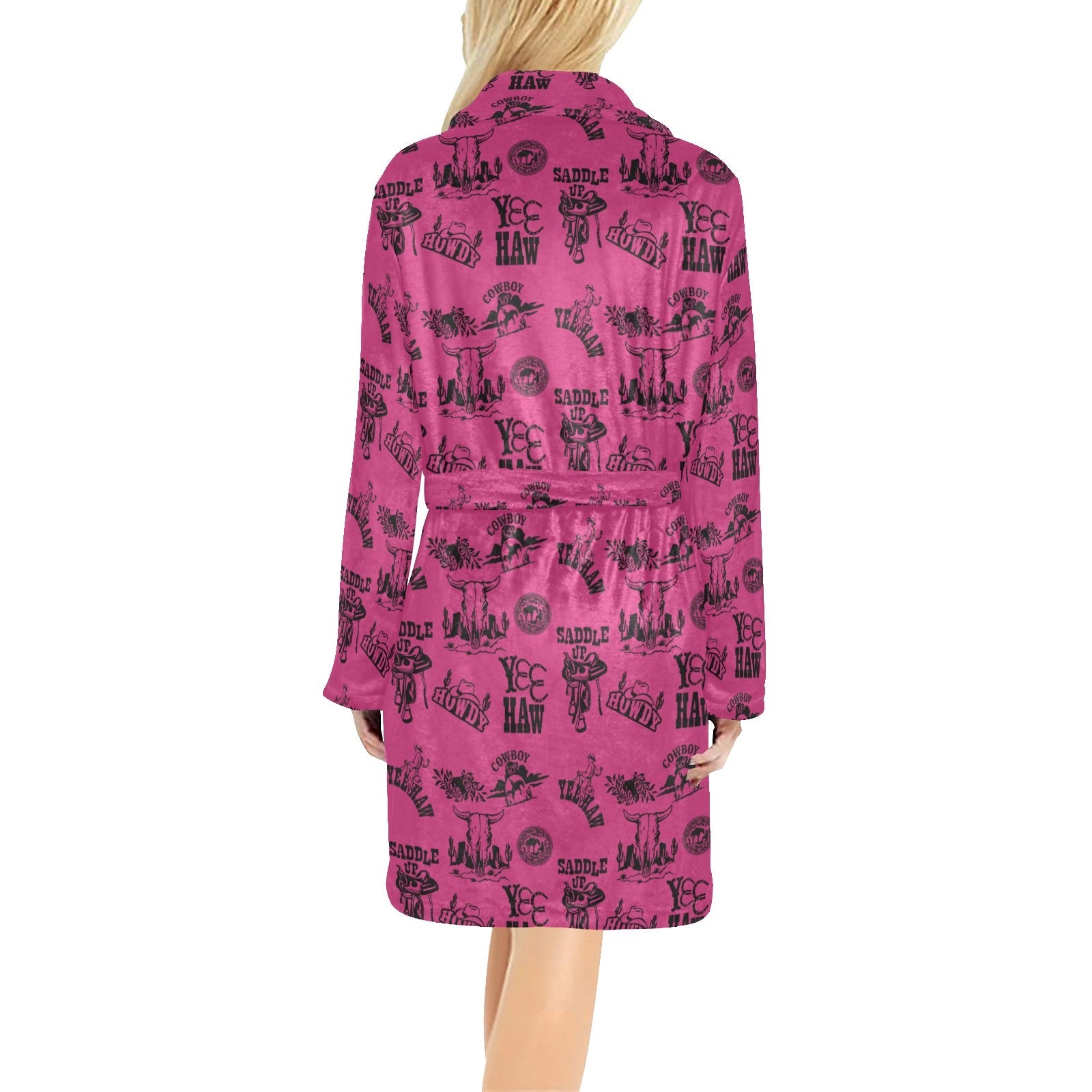 Baha Ranch Pink Cowboy Print Western Bath Robe