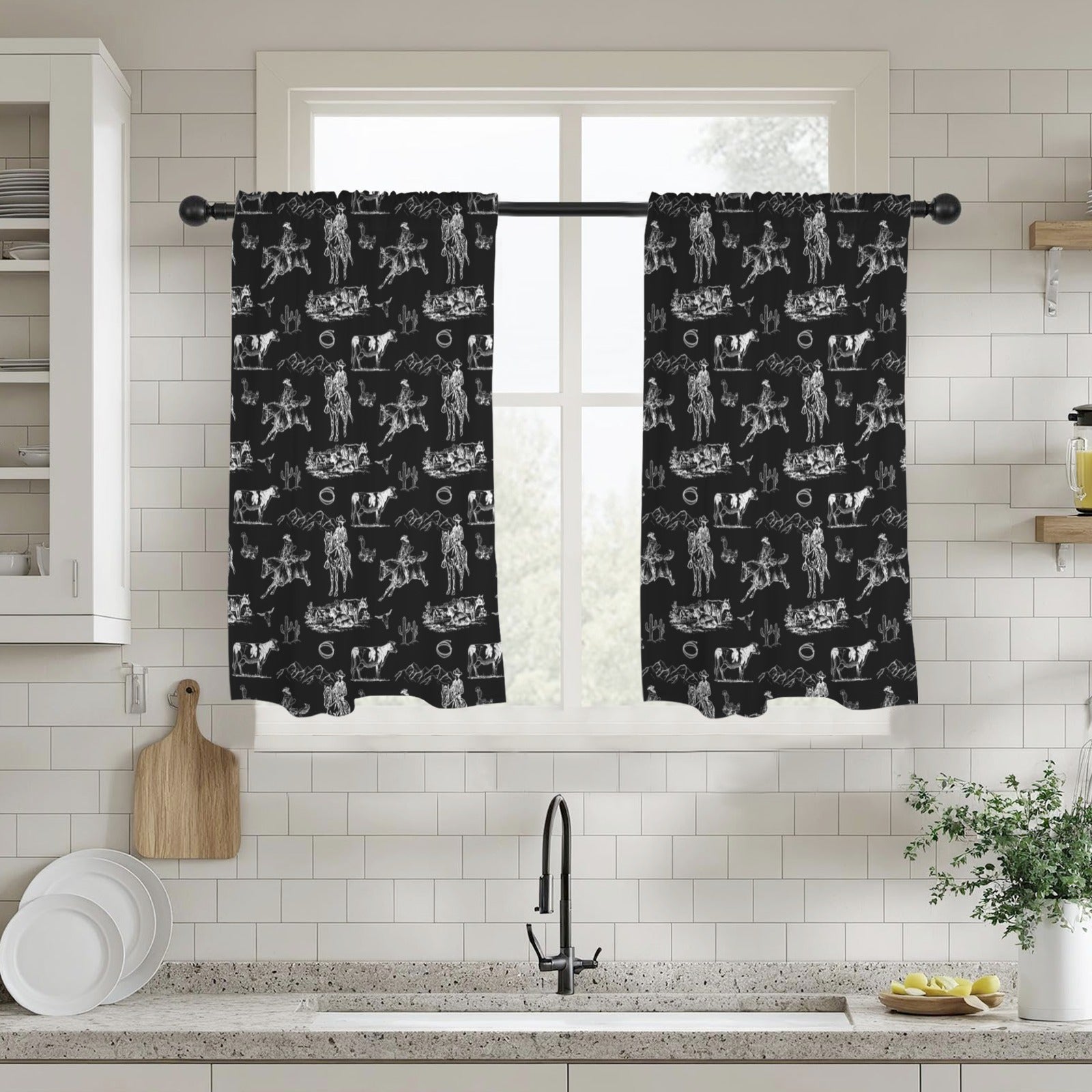 Baha Ranch Ranch Life Window Curtains 28"x40" (2-Piece) Made in America