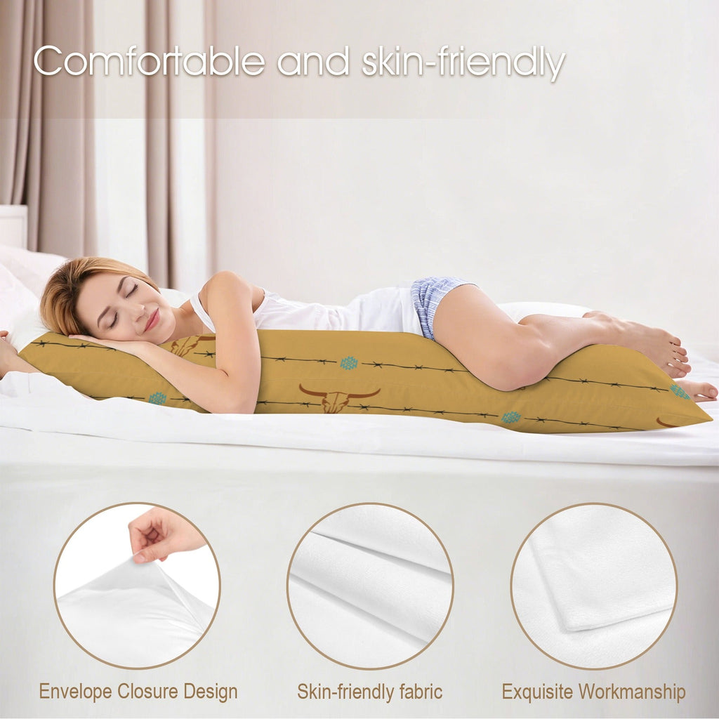 Baha Ranch Barbwire Longhorn Body Pillow Made in America