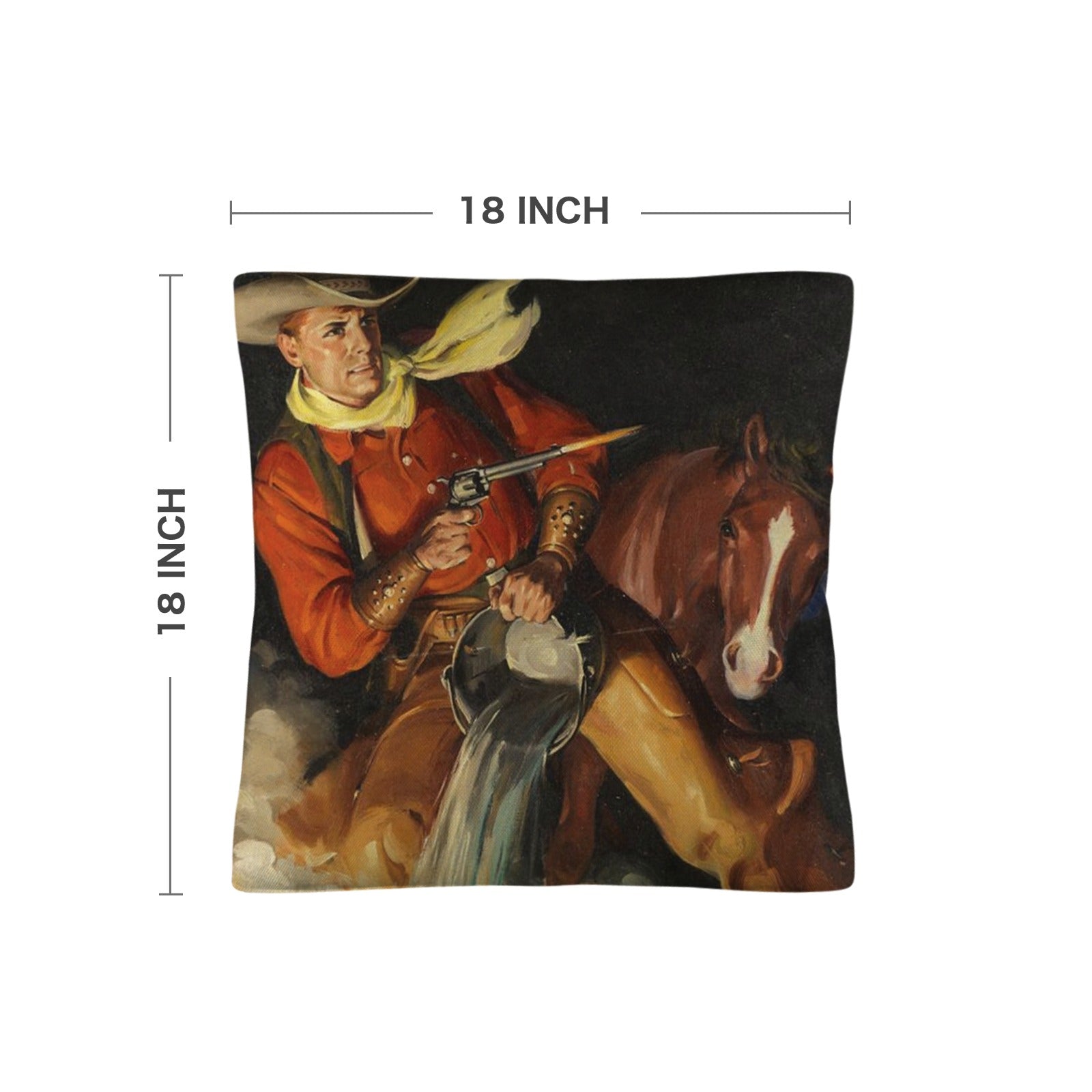 Baha Ranch Vintage Cowboy Throw Pillow Case 18x18inch Made in America