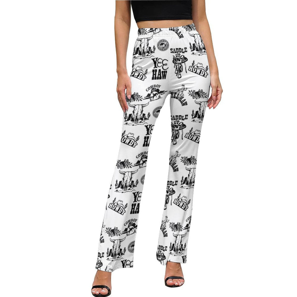 Baha Ranch Cowboy Print Western Flare Pants