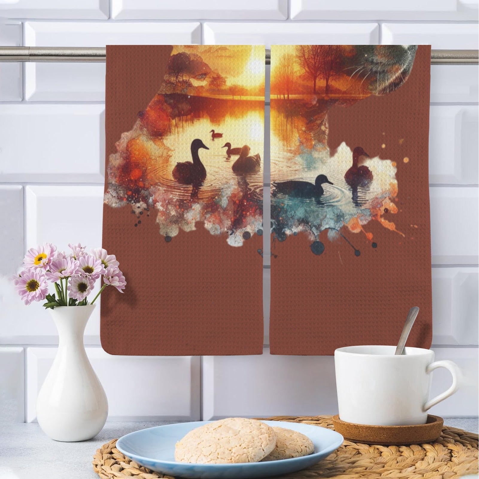 Baha Ranch Labrador Retriever Duck Hunting Kitchen Set of 2 Dish Towels Made in America