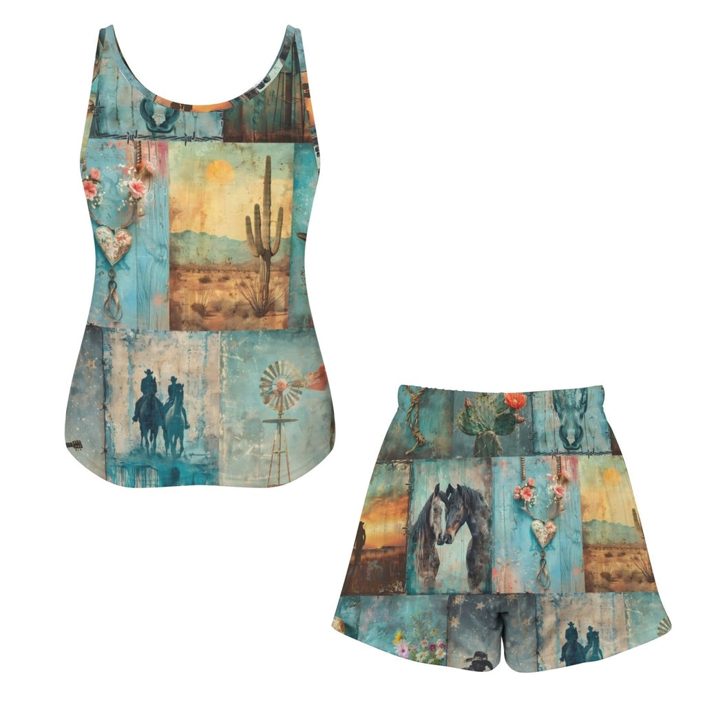 Baha Ranch Turquoise Dreams Pajama Lounge Tank Shorts Lounge Set Made in America