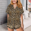 Baha Ranch Retro Pop Western Leopard Desert Cowgirl Satin Pajamas