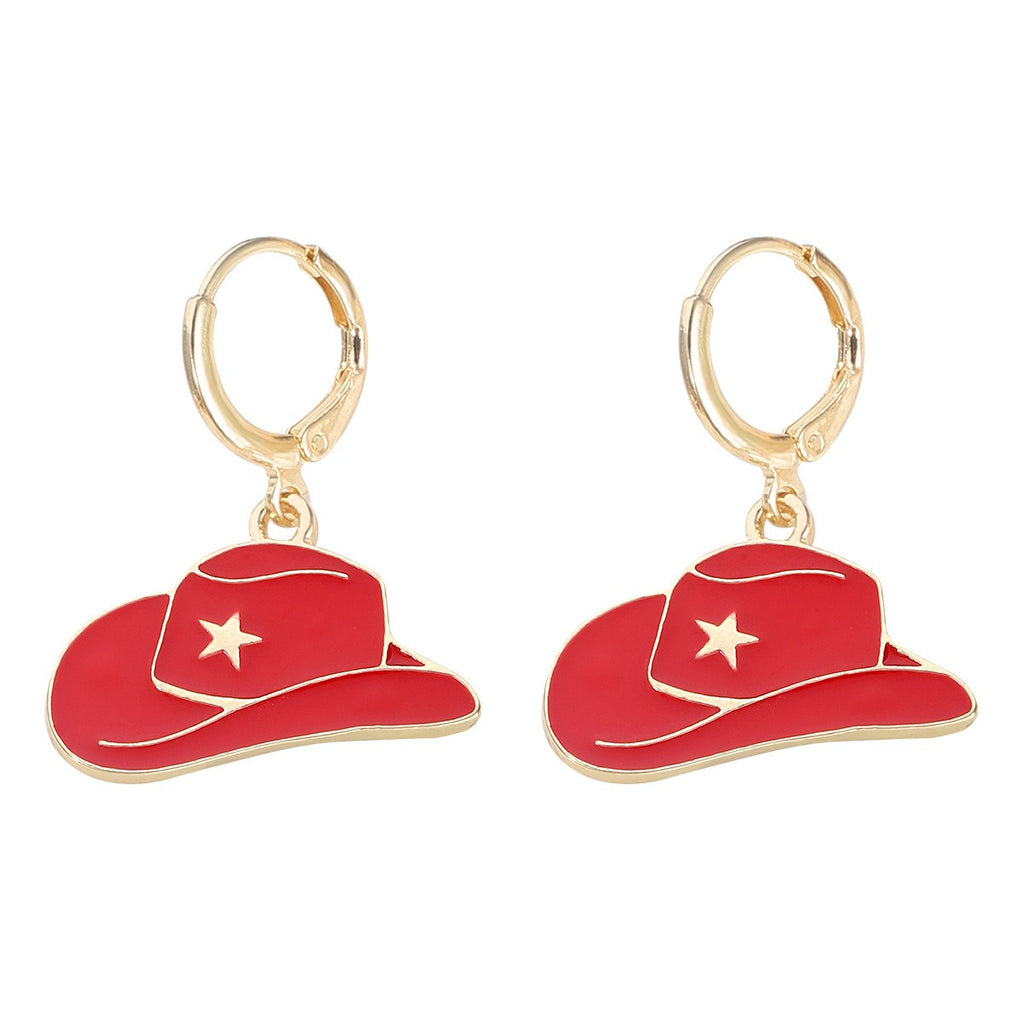 Korean Modern Cowboy Girl Earrings Creative Fashion Hat Boots Patched Earrings Valentines Day Love Earrings