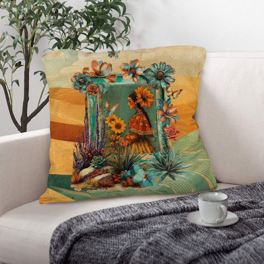 Baha Ranch Colores de Mexico Fantasia Throw Pillow Case 18x18inch Made In America