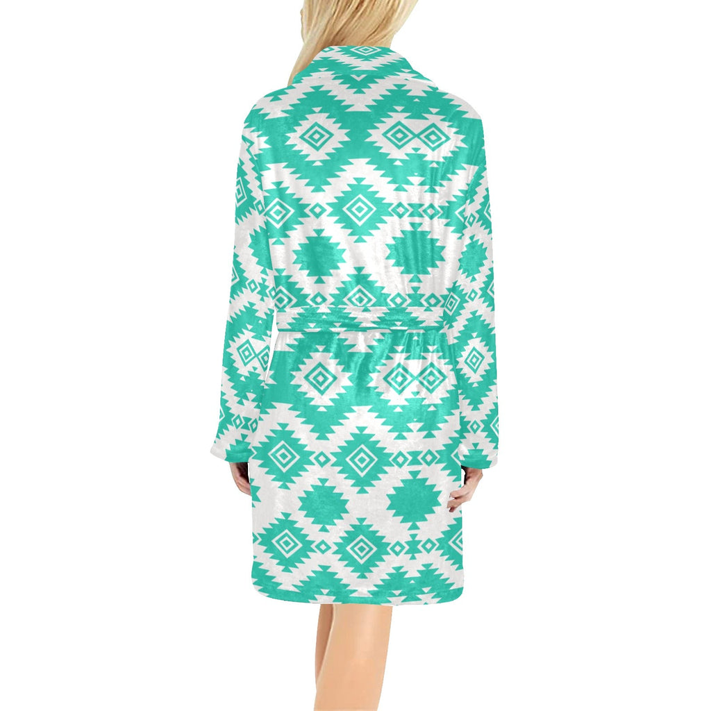 Baha Ranch Turquoise Aztec Women's Western Bath Robe