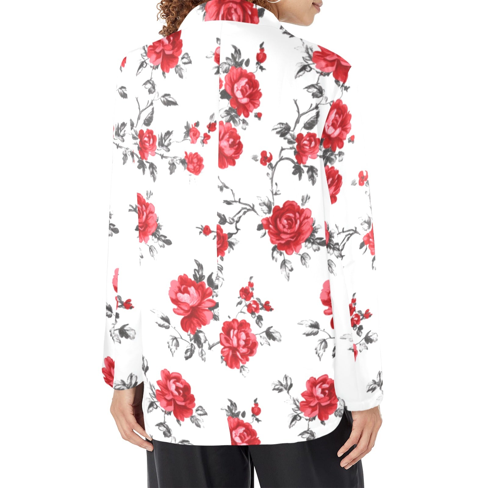 Baha Ranch Mexican Red Rose Floral Blazer
