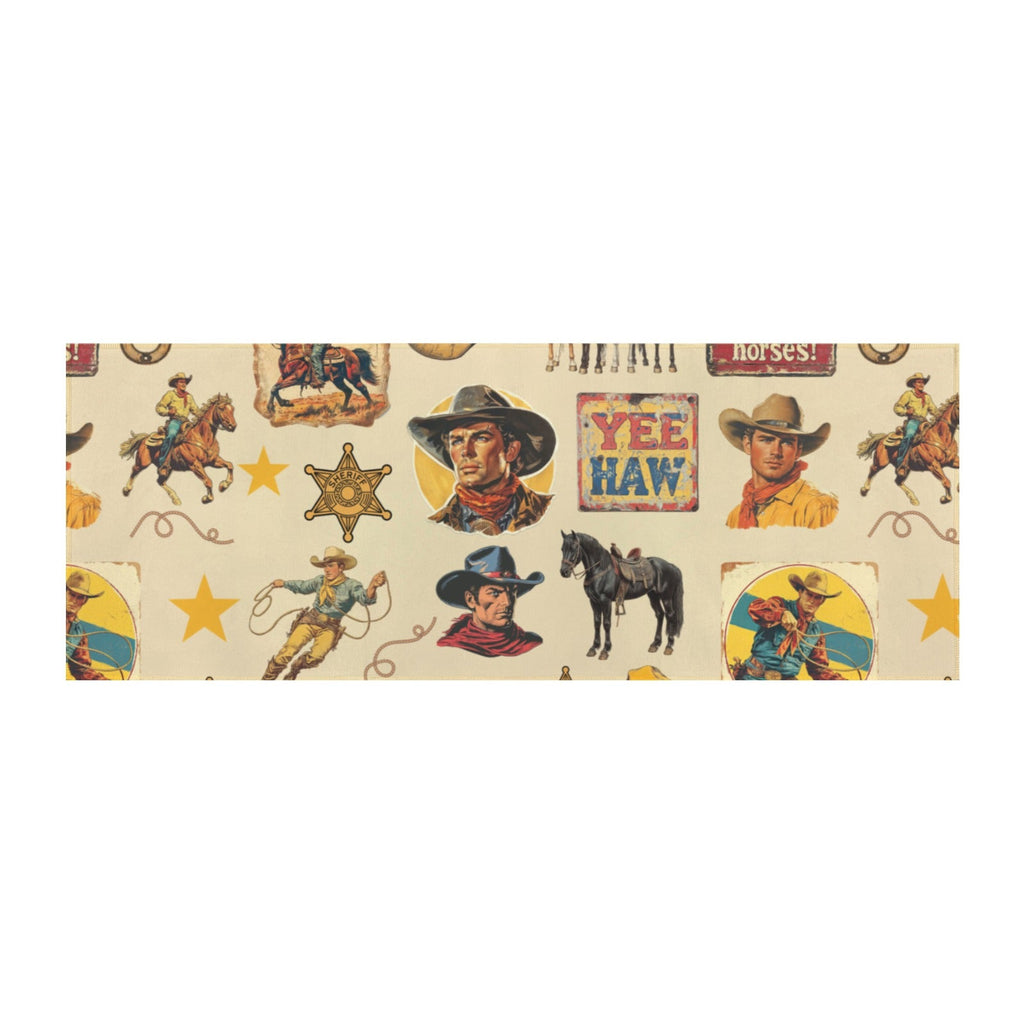 Vintage Cowboy Collage Floor Rug Runner Indoor 60" x 22" Made in America