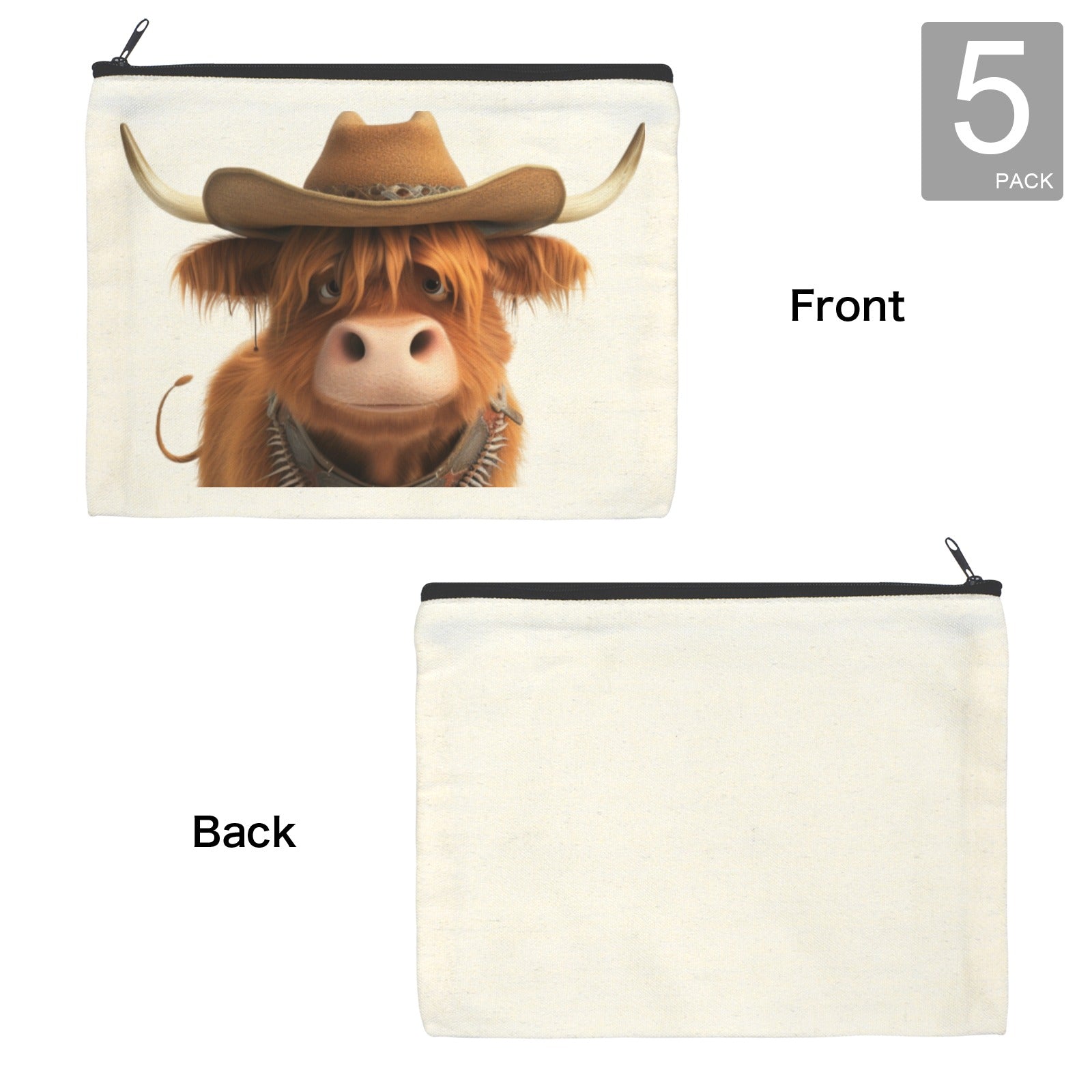 Baha Ranch Cowboy Highland Cosmetic Bag Pack of 5 Made in America