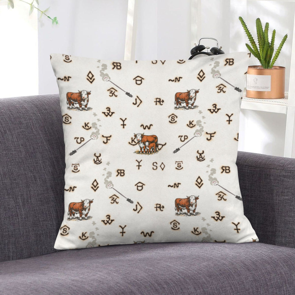 Baha Ranch Hereford Brands Velvety Soft Pillow Cover Made in America