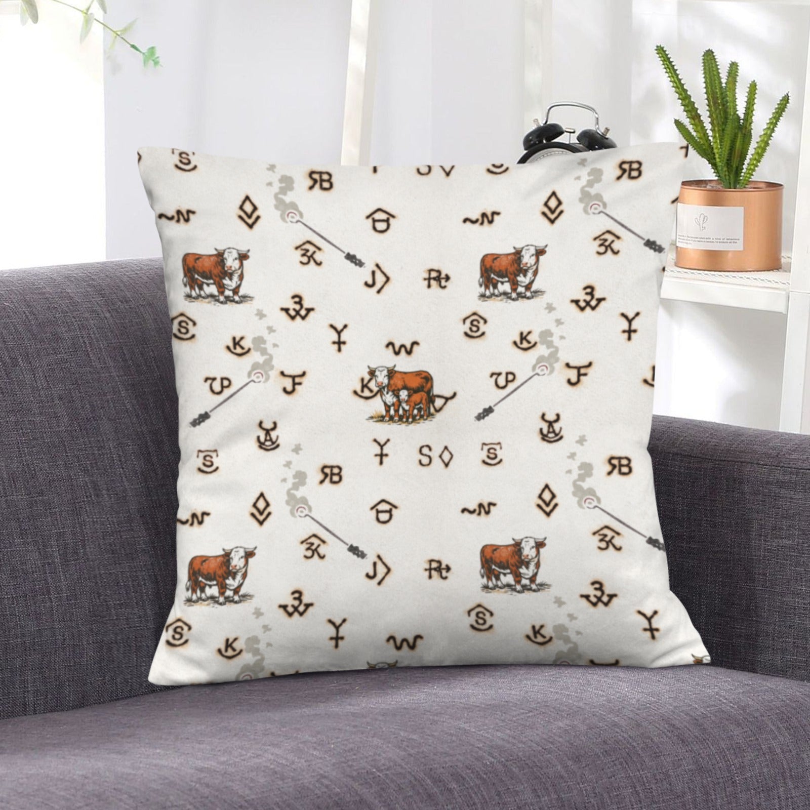 Baha Ranch Hereford Brands Velvety Soft Pillow Cover Made in America
