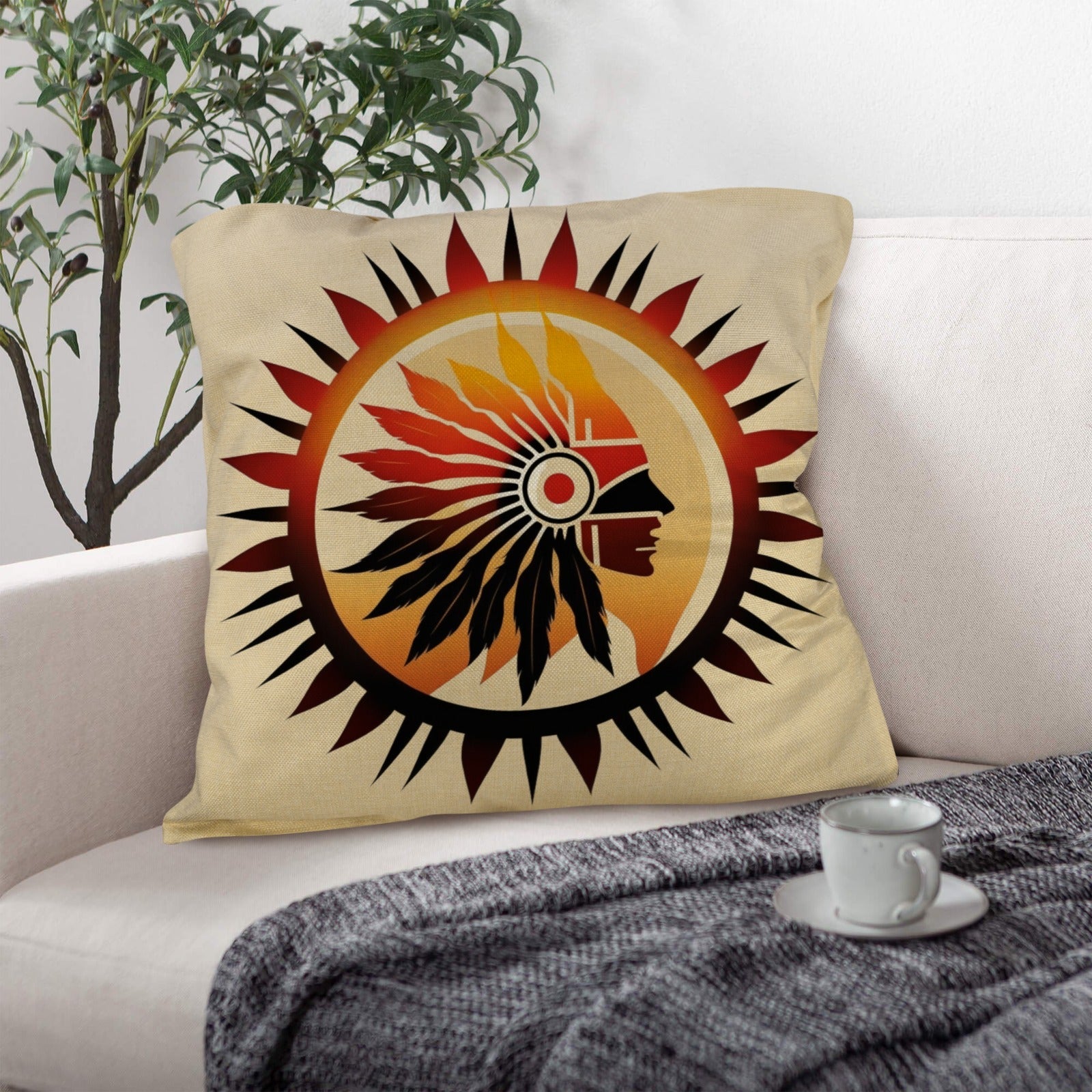Baha Ranch Native Sun Throw Pillow Case Made in America