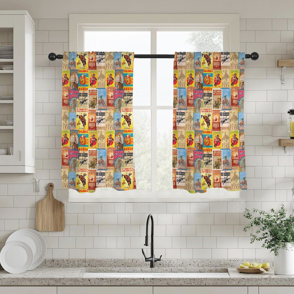 Baha Ranch Vintage Rodeo Window Curtain 28"x40" (2-Piece) Made in America