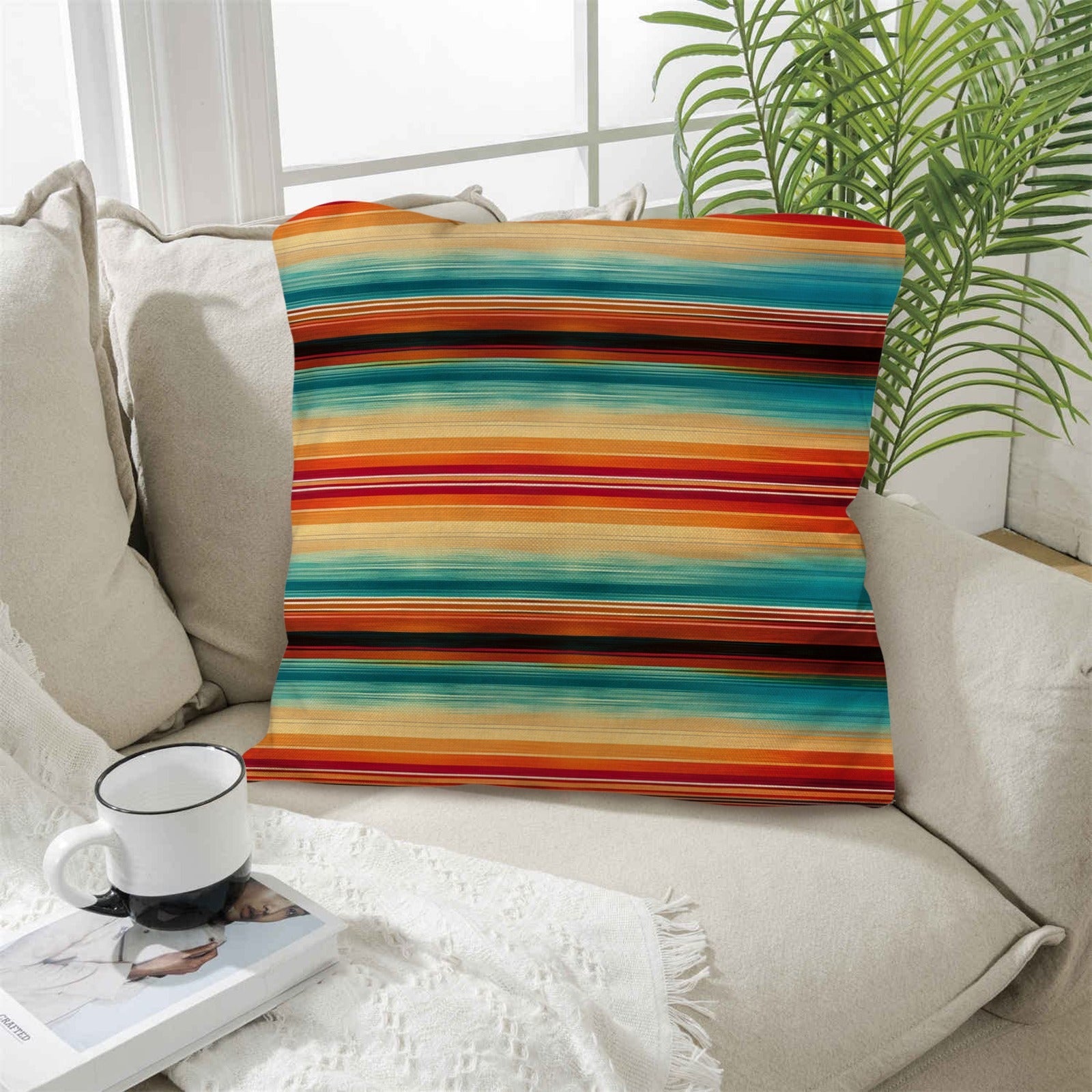 Baha Ranch Colores De Mexico Southwest Serape Pillow Case 18x18" Made in America