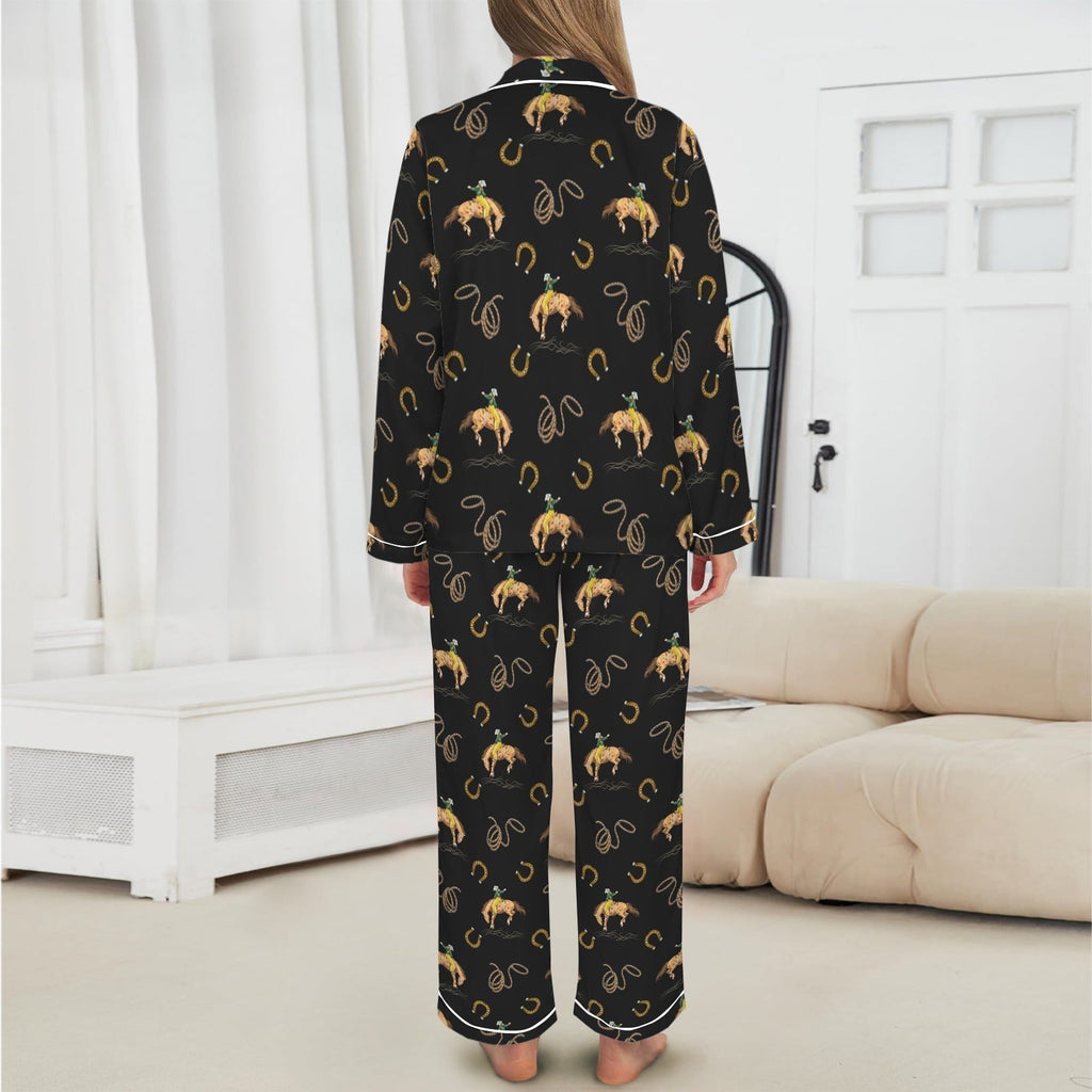 Baha Ranch All Cowboy Western Satin Long Pajamas