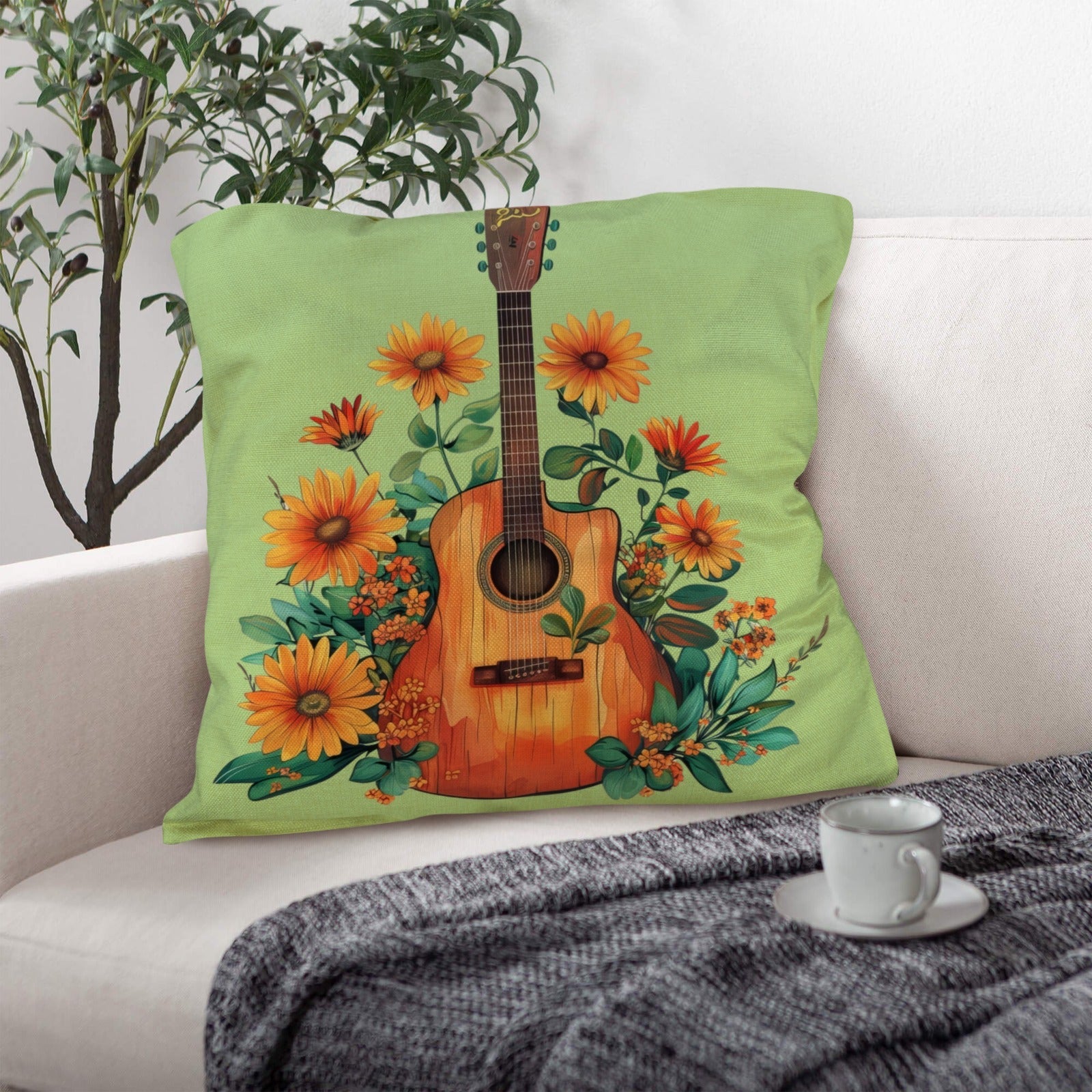Baha Ranch Retro Guitar Pillow Case Made in America