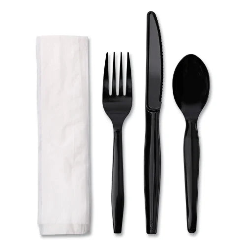 Boardwalk® Four-Piece Cutlery Kit, Fk/Kf/Npkn/Tsp, 250 Packs (BWKFKTNMWPSBLA)