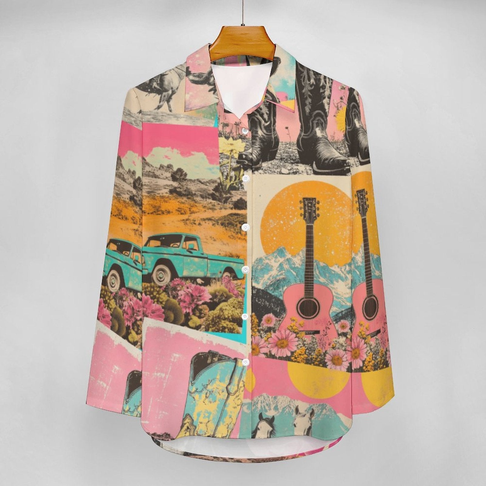 Baha Ranch Pop Western Wanted Button Up Blouse