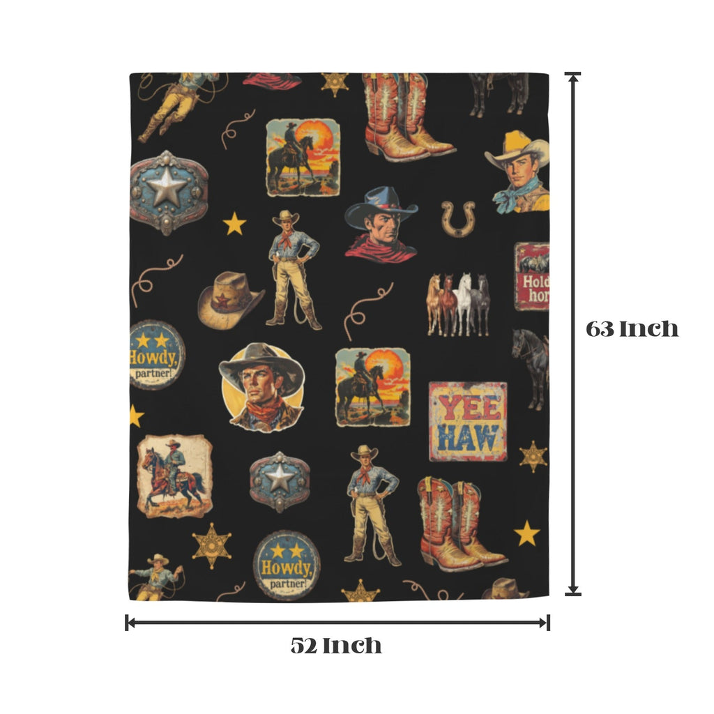 Baha Ranch Vintage Cowboy Collage Western Curtains 52" x 63" Made in America