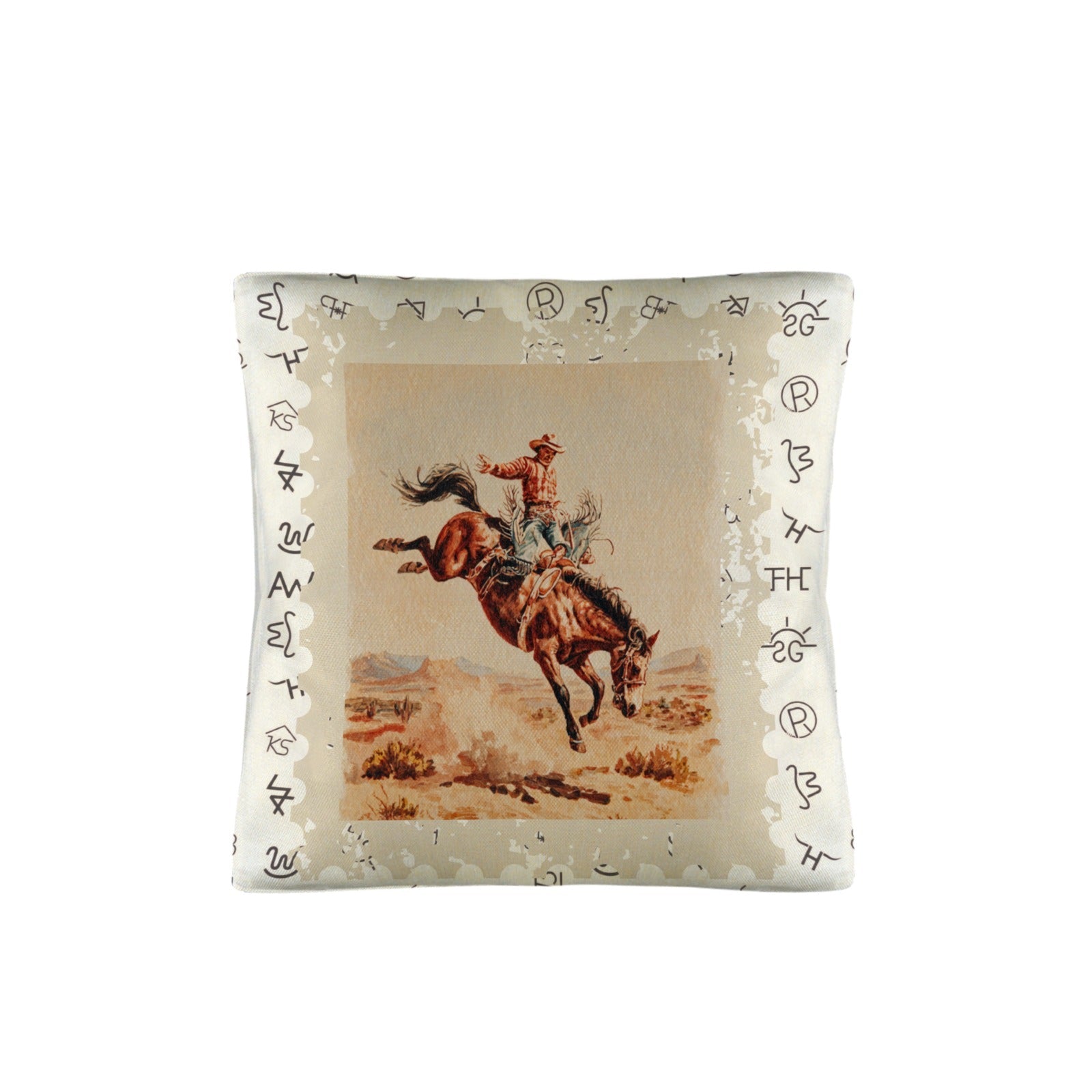 Baha Ranch Vintage Rodeo Stamp Throw Pillow Made in America