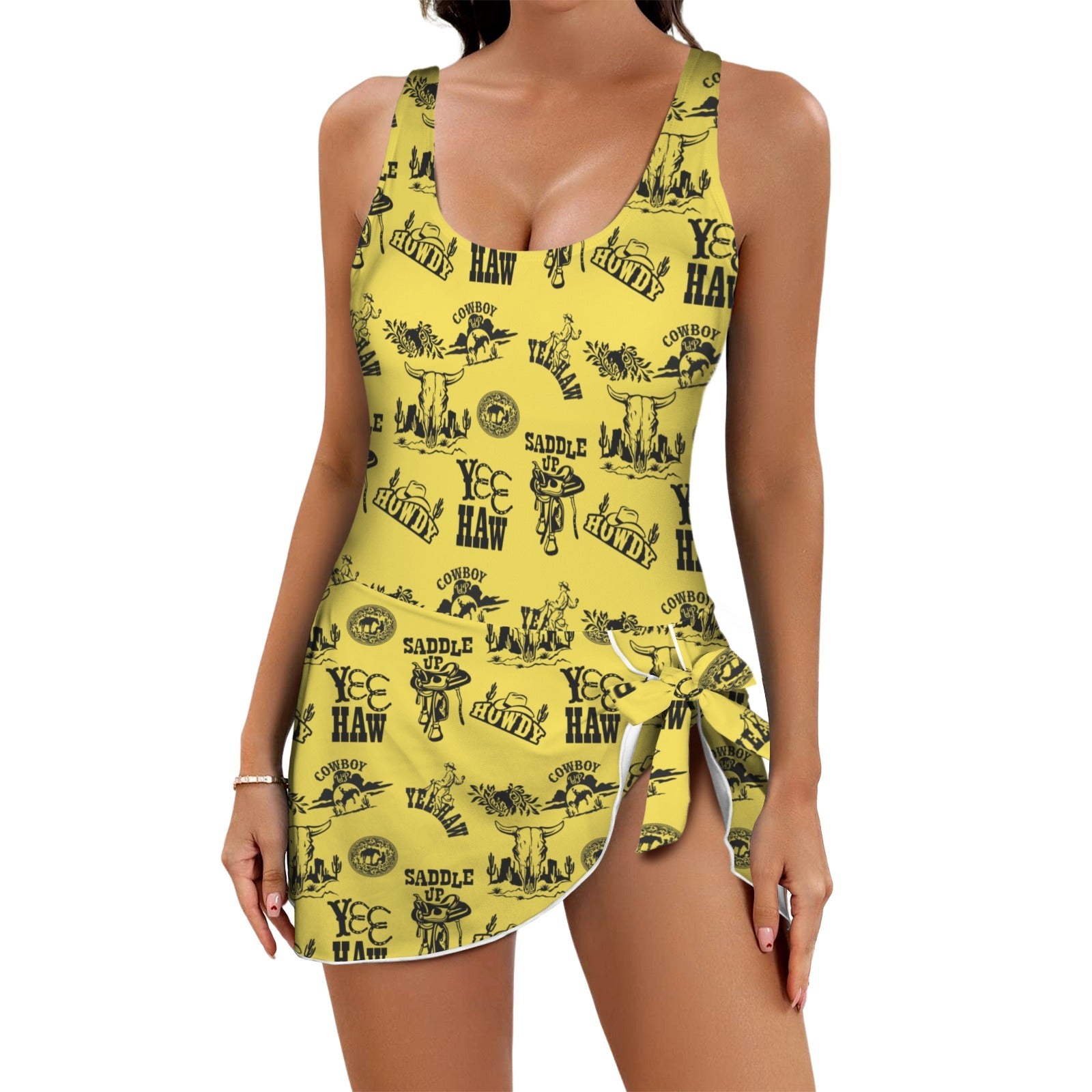 Baha Ranch Cowgirl Graphics Skirted One Piece Swim Suit