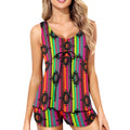 Baha Ranch Neon Aztec Tankini & Boy Shorts Swim Set