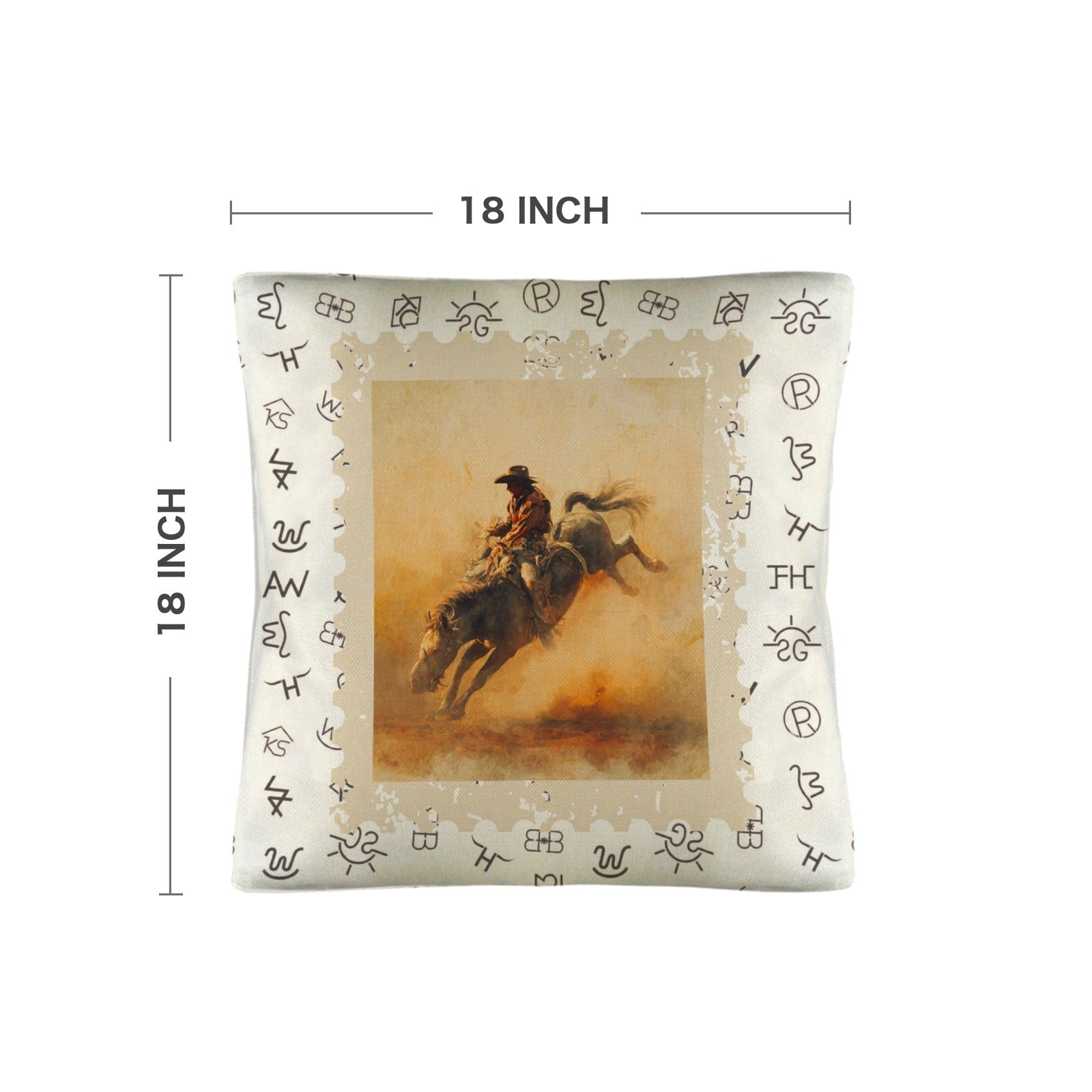 Baha Ranch Vintage Rodeo Stamp Throw Pillow Made in America