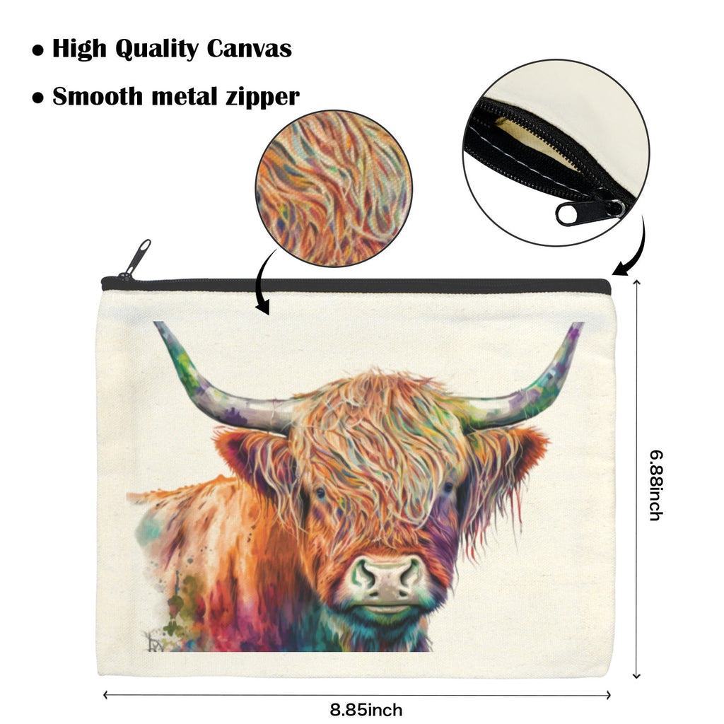 Baha Ranch Watercolor Highland Cosmetic Bag Pack of 5 Made in America