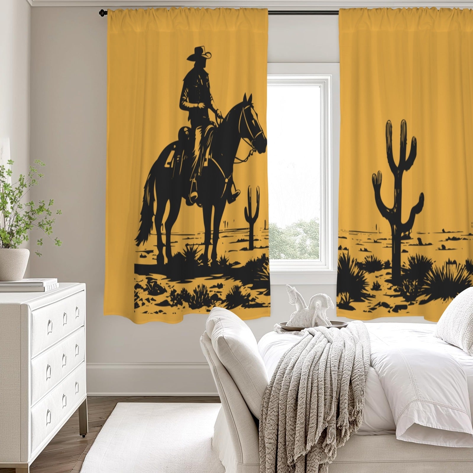 Baha Ranch Desert Cowboy Window Curtain 52"x63" Made in America