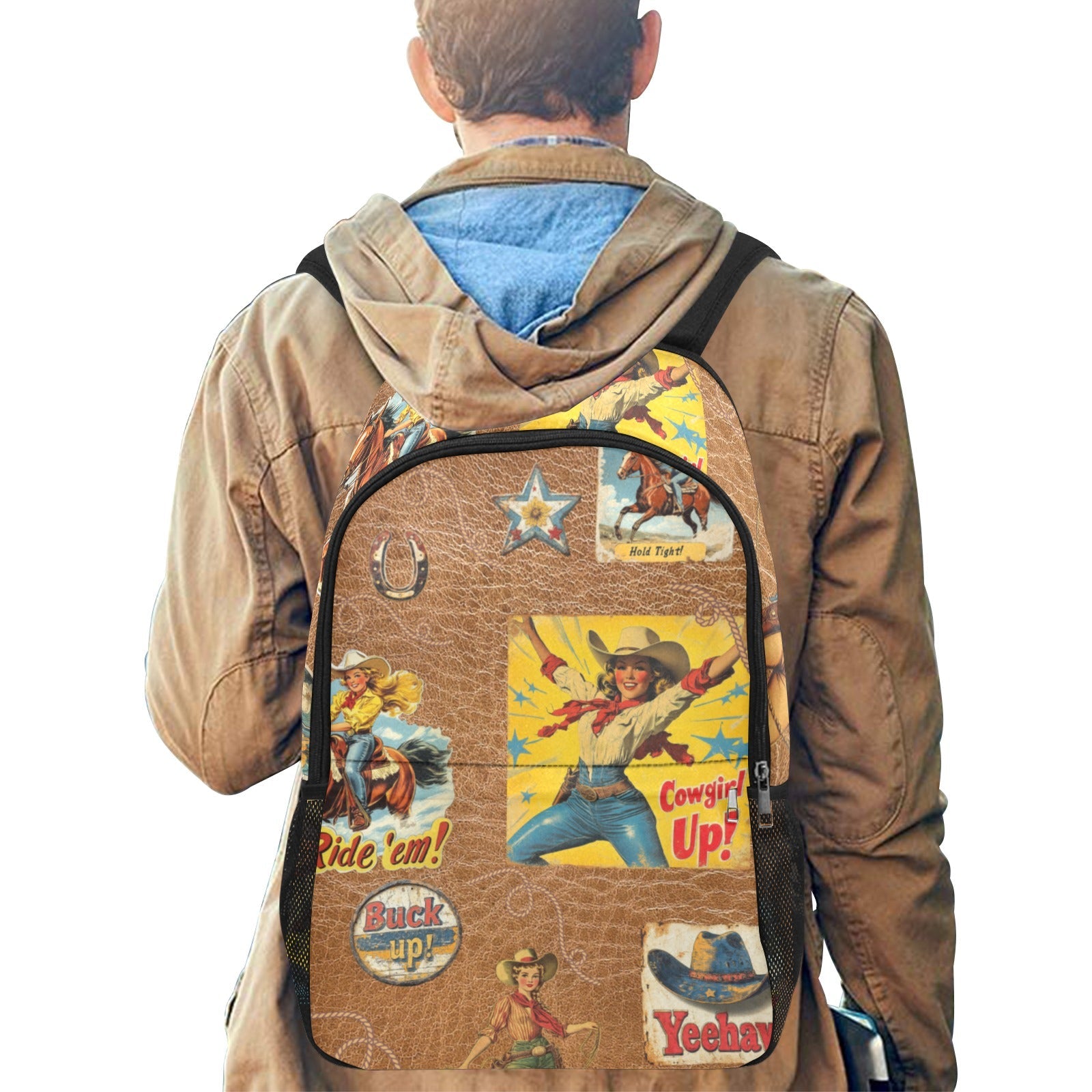 Baha Ranch Vintage Cowgirl Collage Backpack