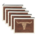 Baha Ranch Tooled Longhorn Set of 5 bags Cosmetic Bag Made in America