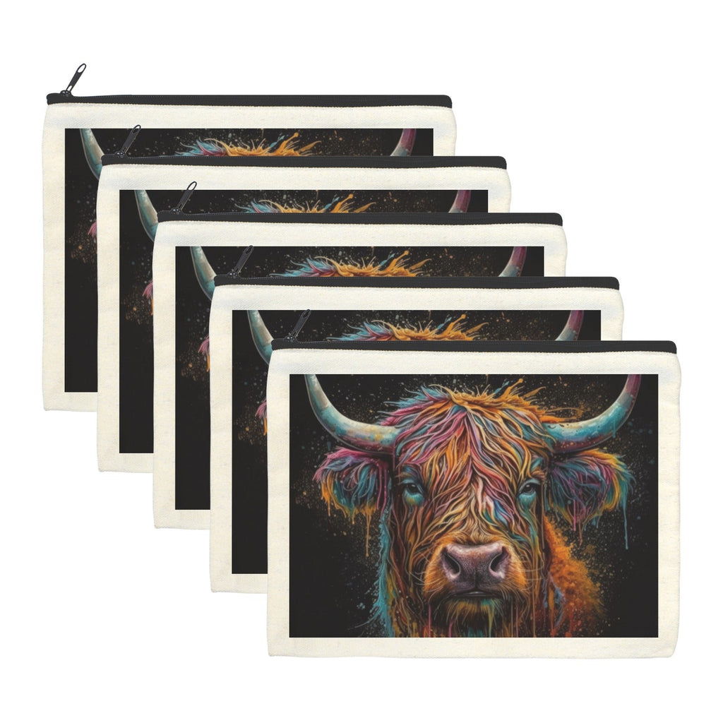Baha Ranch Painted Highland Cow Cosmetic Bag Pack of 5 Made in America