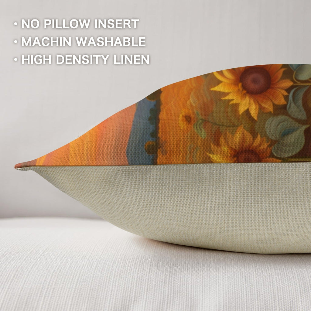 Baha Ranch Sunflower Field Throw Pillow Case Made in America