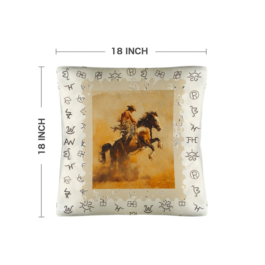 Baha Ranch Vintage Rodeo Stamp Throw Pillow Made in America