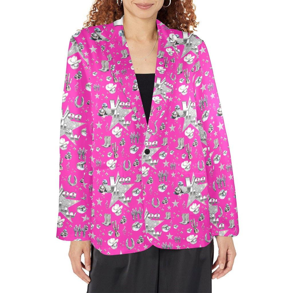 Baha Ranch Hot Pink YEEHAW Rhinestone Cowgirl Blazer