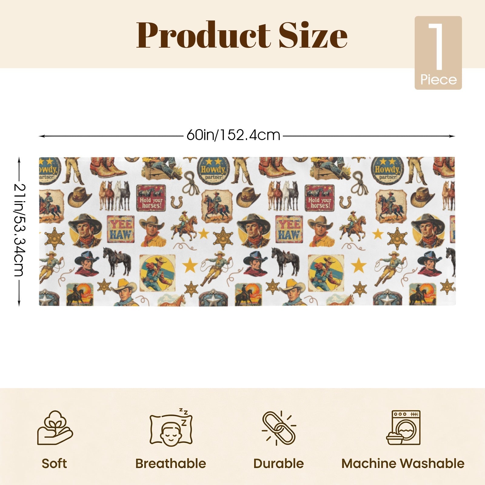 Baha Ranch Vintage Cowboy Body Pillow Cover Made in America