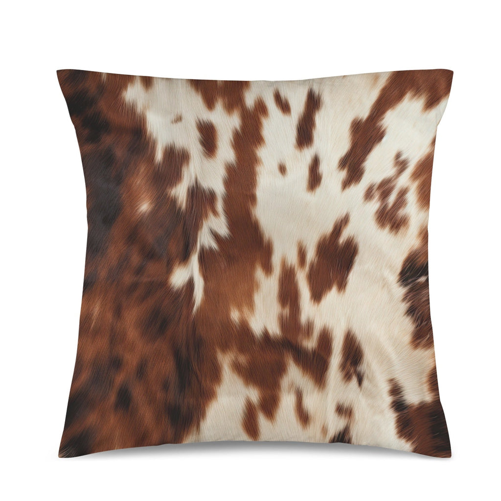 Baha Ranch Brown Cow Hide Print Velvety Soft Throw Pillow Case Made in America