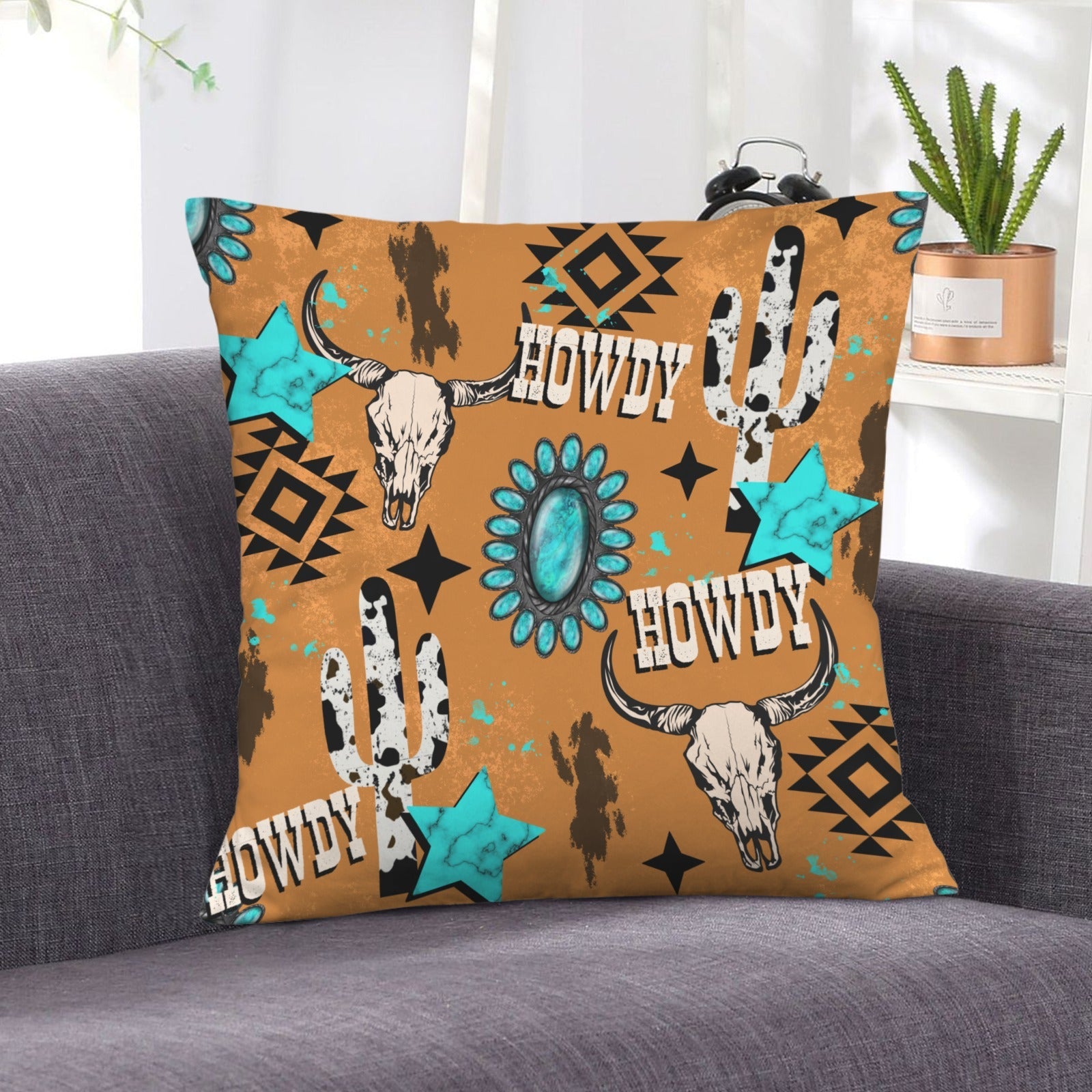 Baha Ranch Howdy Velvety Soft Throw Pillow Case Made in America