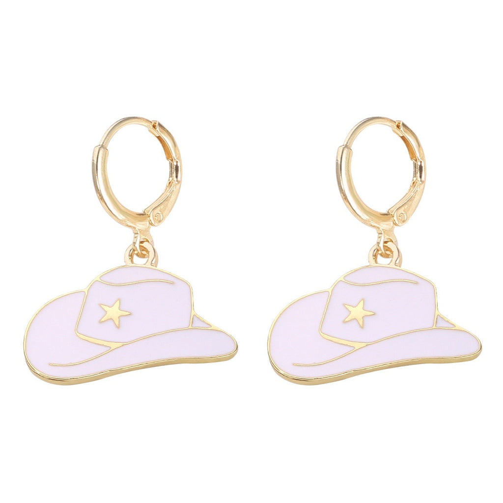 Korean Modern Cowboy Girl Earrings Creative Fashion Hat Boots Patched Earrings Valentines Day Love Earrings