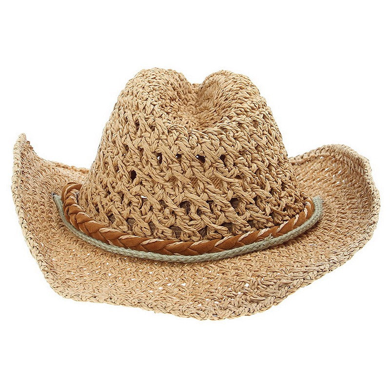 Adult children hat summer men and women tide western cowboy big eaves handmade parent child baby beach sun hat
