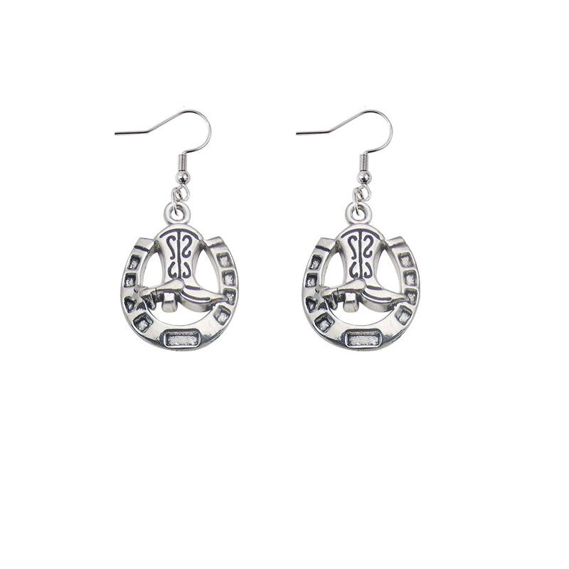 Western Cowboy Earrings, Cow Head Pistol Boots, Horse Hooves, Vintage Alloy Earrings, Ethnic Style