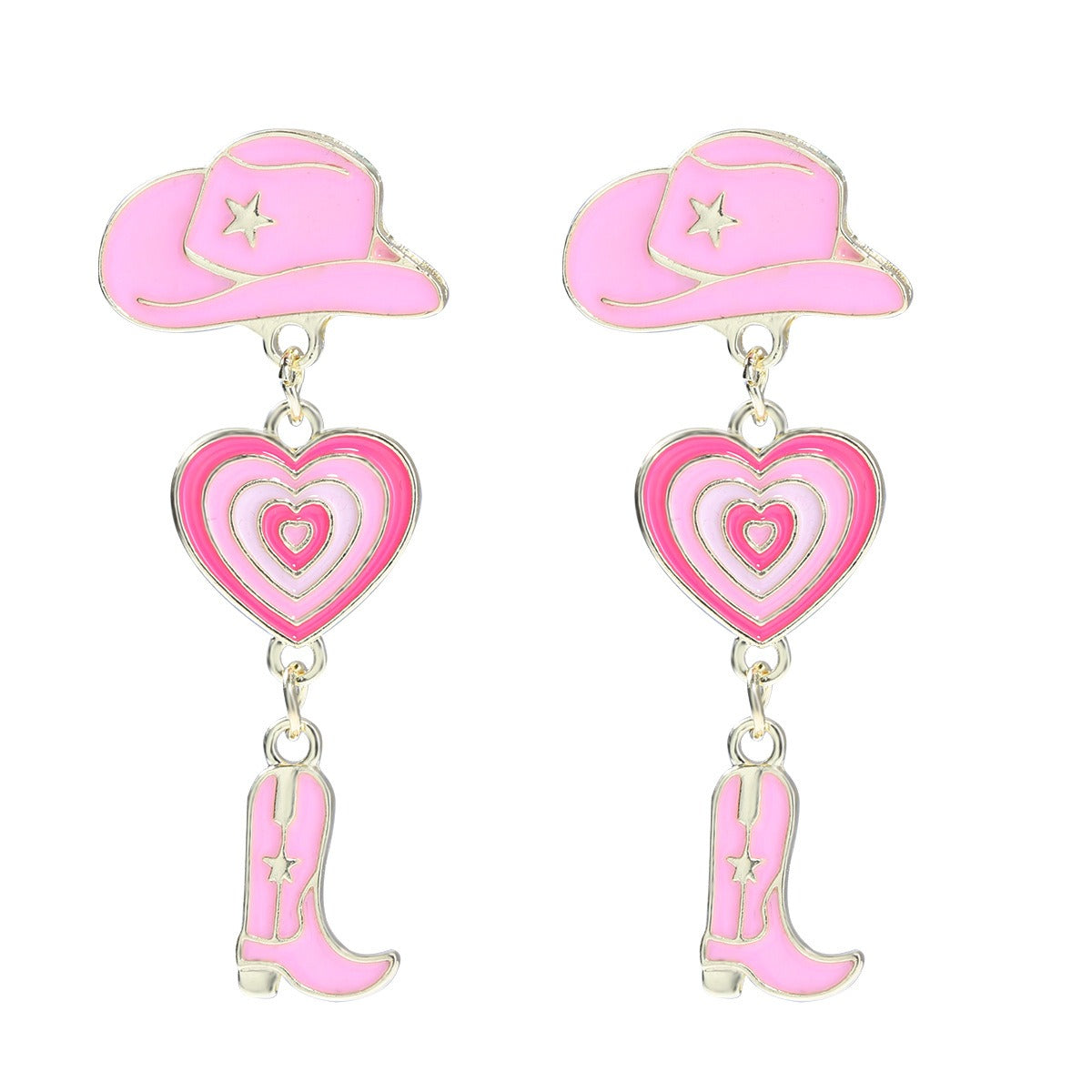 Korean Modern Cowboy Girl Earrings Creative Fashion Hat Boots Patched Earrings Valentines Day Love Earrings