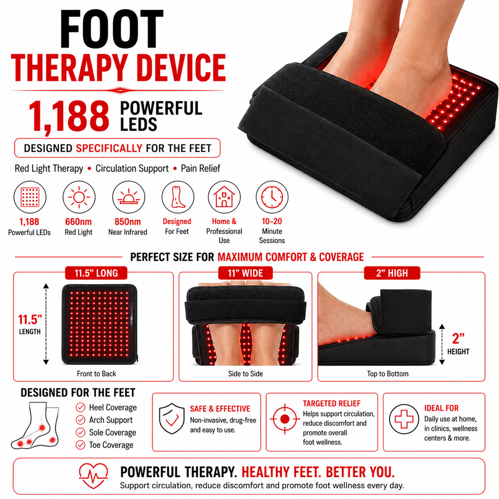 Red Light Neuropathy and Circulation Support System for Feet, Calves, Lower Back. 3,456 LEDs in System