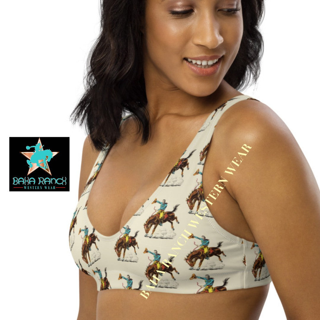 Baha Ranch Yeehaw Vintage Rodeo Cowboy Bikini Top