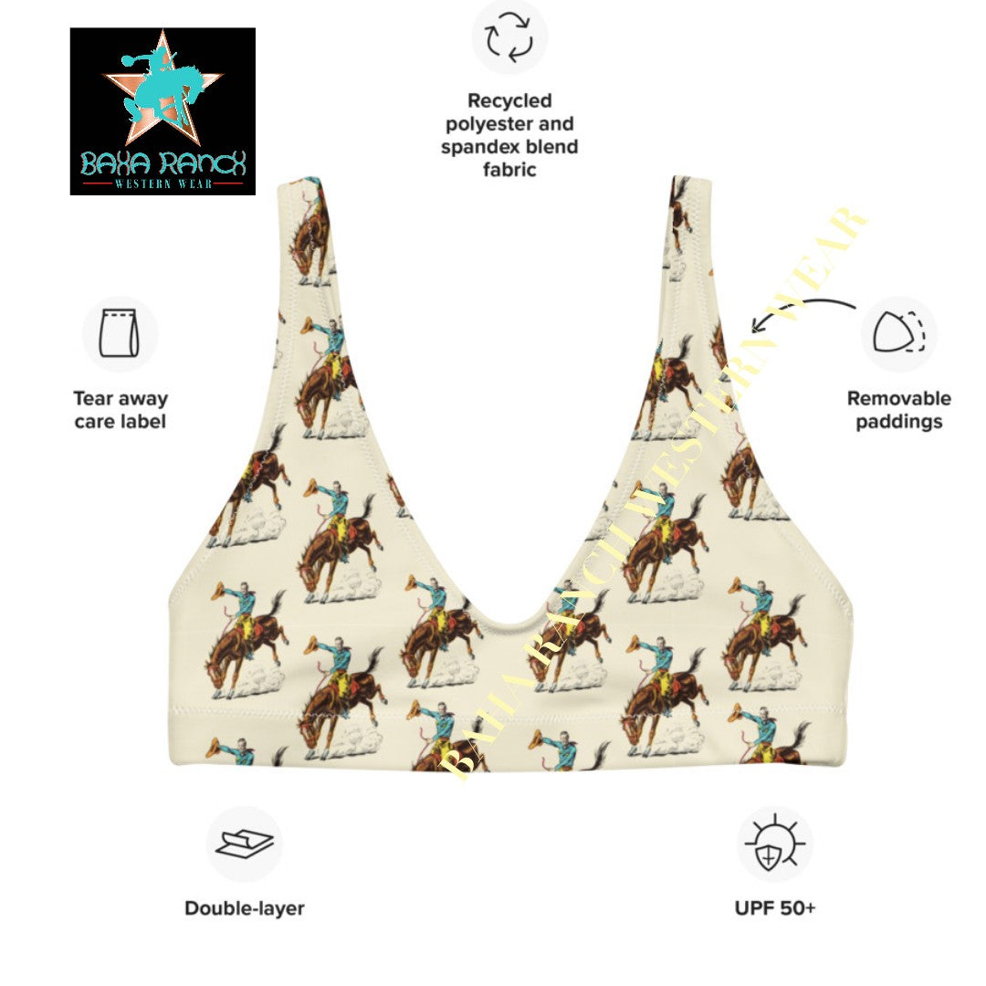 Baha Ranch Yeehaw Vintage Rodeo Cowboy Bikini Top