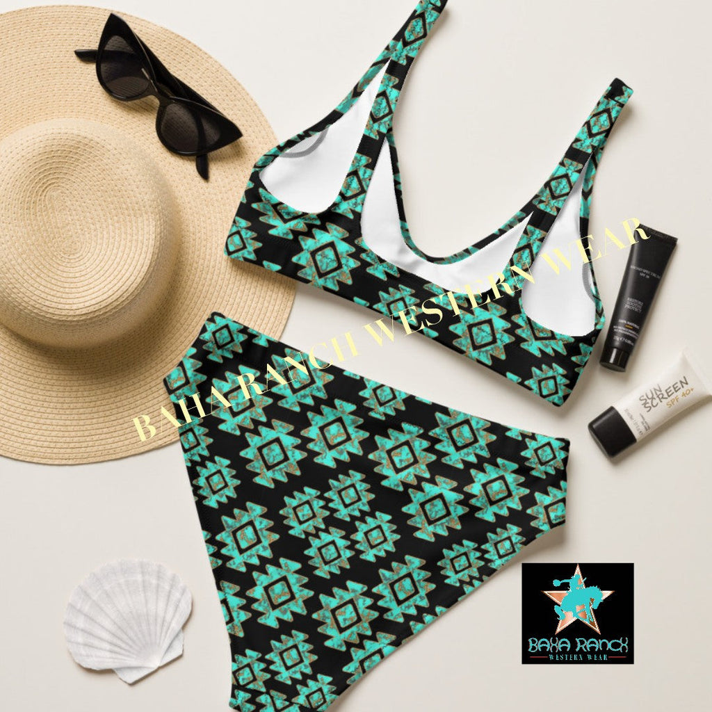 Baha Ranch Yeehaw Turquoise Aztec Bikini