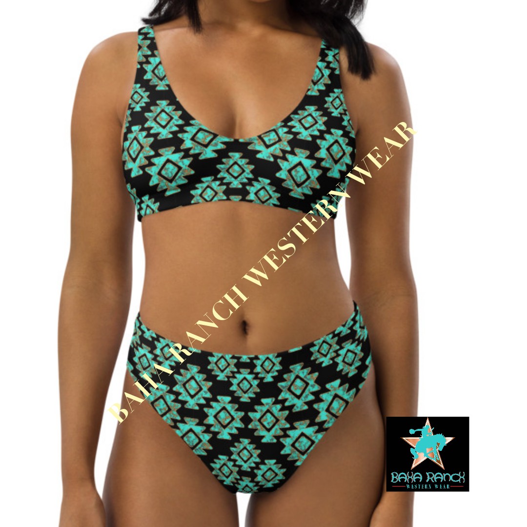 Baha Ranch Yeehaw Turquoise Aztec Bikini