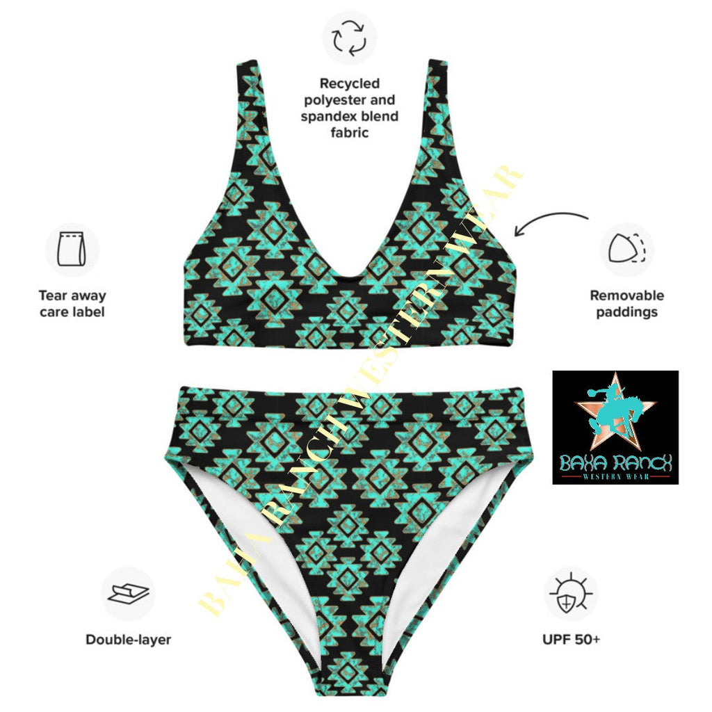 Baha Ranch Yeehaw Turquoise Aztec Bikini